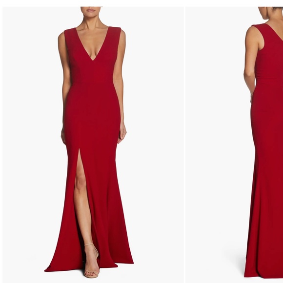 red a line dress Long Sleeve Tie Back A-Line Dress, Red / XS